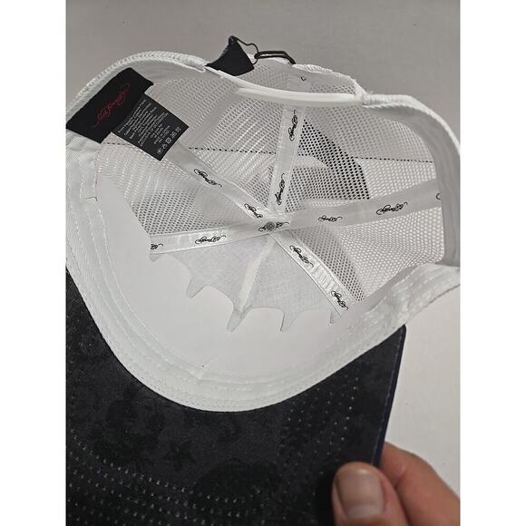 Ed Hardy Trucker Style Snapback Hat New Blue White - Picture 7 of 9